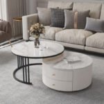 MODERN MARBLE NESTED CENTER TABLE WITH STORAGE DRAWERS