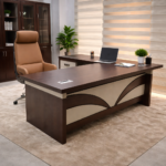 EXECUTIVE MODERN WALNUT WAVE OFFICE DESK