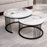 MODERN MARBLE-TOP NESTING COFFEE TABLE SET
