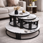 LUXURY MARBLE-TOP NESTING COFFEE TABLE SET