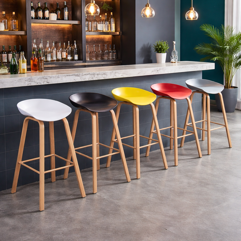 ChatGPT Image Feb 11, 2026, 10_41_55 AM MODERN SCANDINAVIAN WOOD LEGS MULTICOLOR BAR STOOLS - Image 1