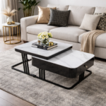 MODERN DUAL-TIER MARBLE NESTING COFFEE TABLE