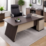 EXECUTIVE WALNUT BEIGE L-SHAPED OFFICE DESK