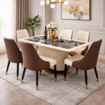 GRAND LUXE MARBLE ELEGANCE SIX-SEATER DINING SET - Image 5