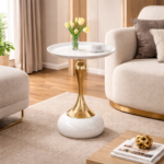 OPULENT LUXURY HARMONY GOLD PEDESTAL SIDE TABLE