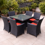 MODERN OUTDOOR RATTAN DINING CHAIR SET