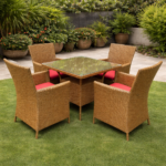 MODERN OUTDOOR RATTAN DINING CHAIR SET - Image 2