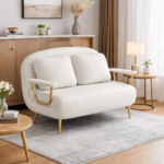 ELEGANT MODERN CURVED ARM UPHOLSTERED ACCENT LOUNGE CHAIR