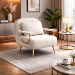 ELEGANT MODERN CURVED ARM UPHOLSTERED ACCENT LOUNGE CHAIR - Image 3