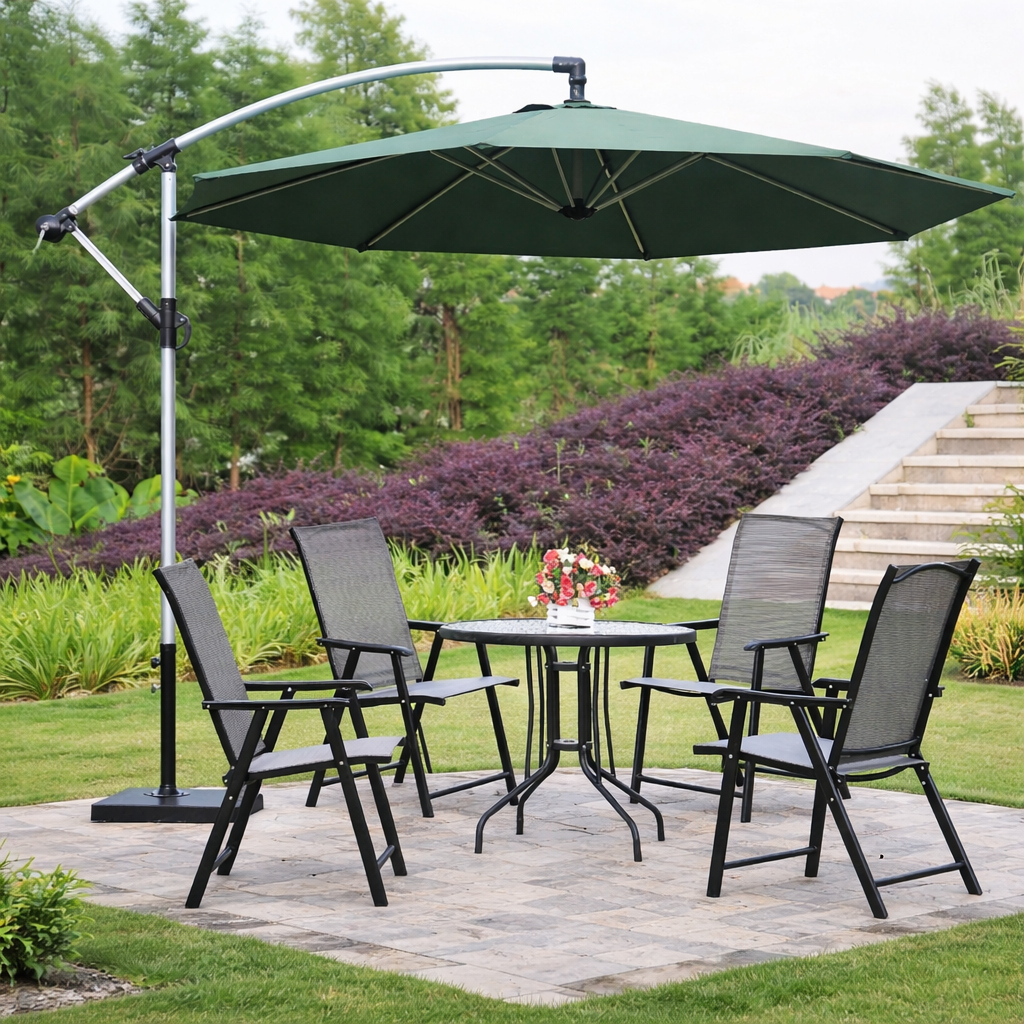 ChatGPT Image Feb 19, 2026, 12_31_22 PM ELEGANT GARDEN OUTDOOR DINING CHAIR SET WITH CANTILEVER UMBRELLA SHADE - Image 1