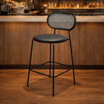 MODERN CANE BACK METAL FRAME BAR STOOL