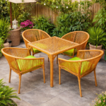 GOLDEN HAVEN WOVWN RATTAN GARDEN DINIMG RETREAT SET