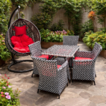 CRIMSON COMFORT GARDEN DINING AND HANGING OUTDOOR ENSEMBLE