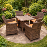 MODERN OUTDOOR RATTAN DINING CHAIR SET - Image 4
