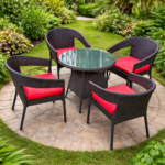 PREMIUM HANDWOVEN RATTAN OUTDOOR PATIO DINING CHAIR SET - Image 7