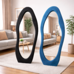 SLEEK MODERN SCULPTED FULL-LENGTH STATEMENT MIRROR SET