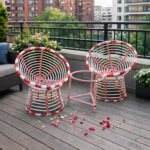 SCARLET IVORY HANDWOVEN OUTDOOR BISTRO CHAIR SET