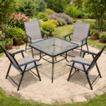 ELEGANT GARDEN OUTDOOR DINING CHAIR SET WITH CANTILEVER UMBRELLA SHADE - Image 3