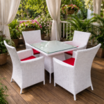 MODERN OUTDOOR RATTAN DINING CHAIR SET - Image 5