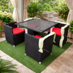 MODERN OUTDOOR RATTAN DINING CHAIR SET - Image 6
