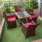 MODERN OUTDOOR RATTAN DINING CHAIR SET - Image 7