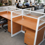 MODERN PREMIUM DUAL SHARED FROSTED GLASS CUBICLE WORKSTATION - Image 2