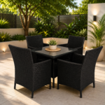 MODERN OUTDOOR RATTAN DINING CHAIR SET - Image 8