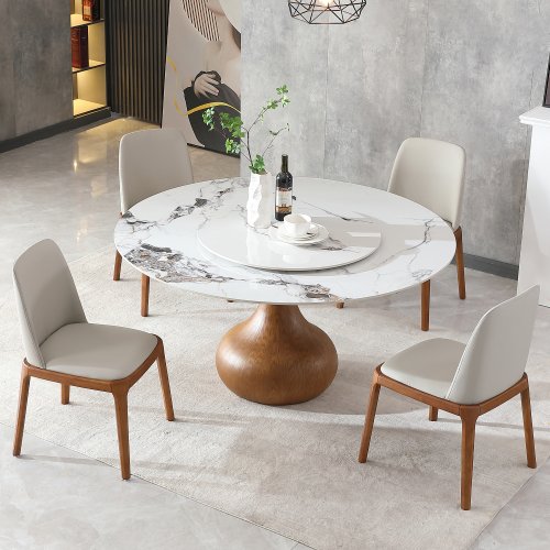 H04243e7775354a448fab8908d8b37b08I LUXURY MODERN MARBLE DINING SETTING WITH ELEGANT CHAIRS AND CONTEMPORARY INTERIOR DESIGN - Image 1
