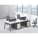 MODERN SIX-SEATER EXECUTIVE WORKSTATION OFFICE DESK WITH PRIVACY PANELS AND MOBILE STORAGE UNITS - Image 2