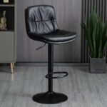 MODERN  LEATHER SWIVEL BAR CHAIR WITH ADJUSTABLE HEIGHT