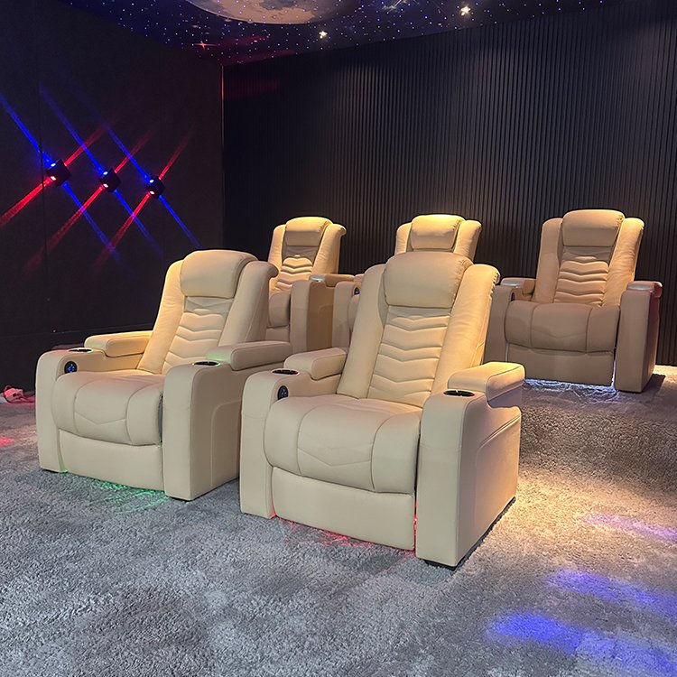 H0d17572bf972416786a33bde686b7634c IVORY AURORA GRAND LUXE POWER RECLINING HOME THEATER CHAIR - Image 1