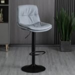 MODERN  LEATHER SWIVEL BAR CHAIR WITH ADJUSTABLE HEIGHT - Image 2