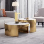 LUXURY GOLD MARBLE NESTING COFFEE TABLE SET