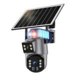 SOLAR POWERED AI PAN-TILT SECURITY CAMERA WITH DUAL SPOTLIGHT AND SIREN SYSTEM