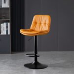 MODERN  LEATHER SWIVEL BAR CHAIR WITH ADJUSTABLE HEIGHT - Image 4