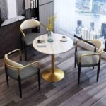 MODERN LUXURY UPHOLSTERED DINING CHAIRS WITH GOLD ACCENTS - Image 3