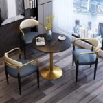 MODERN LUXURY UPHOLSTERED DINING CHAIRS WITH GOLD ACCENTS - Image 2