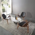 MODERN PADDED WOOD SHELL THREE-LEGGED SMILE CHAIR