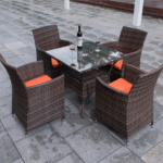 MODERN OUTDOOR RATTAN DINING CHAIR SET - Image 3
