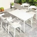 MODERN WHITE OUTDOOR DINING CHAIR SET