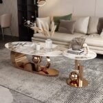 LUXURY ROSE GOLD SCULPTURAL CENTER TABLE SET