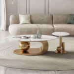 LUXURY ROSE GOLD SCULPTURAL CENTER TABLE SET - Image 2