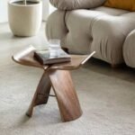 VERONA FOLD CURVE ACCENT SIDE TABLE WITH SCULPTED CROSS BASE