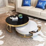 MODERN TWO-TONE ROUND COFFEE TABLE SET WITH STORAGE