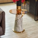 LUXURY MARBLE AND GOLD ACCENT SIDE STOOL