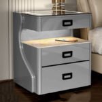CURVE EDGE TWO-TIER SMART BEDSIDE TABLE WITH AMBIENT LIGHTING