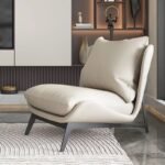 MODERN CURVED LEATHER ACCENT CHAIR