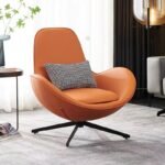 CCURVED ORANGE SWIVEL  SCULPTED ARM ACCENT LOUNGE CHAIR