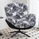 MONOCHROME BLOSSOM LUXURY LOUNGE LIVING ROOM ACCENT CHAIR - Image 2