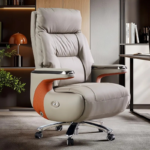 LUXURY EXECUTIVE RECLINING OFFICE CHAIR WITH PREMIUM LEATHER FINISH AND CHROME BASE - Image 3